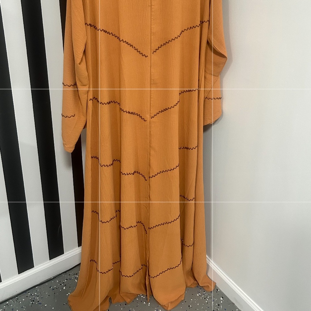 Mustard Orange Abaya set with scarf - Picture 4 of 5